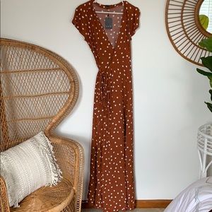 Polka dot wrap maxi dress